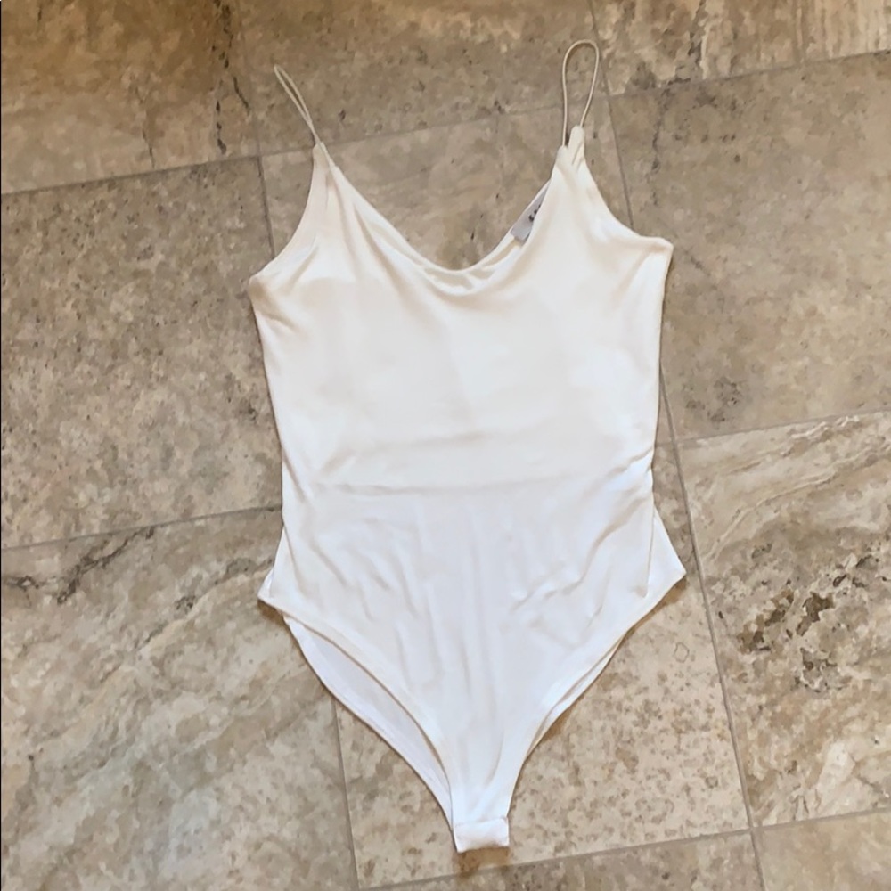 White spaghetti strap bodysuit